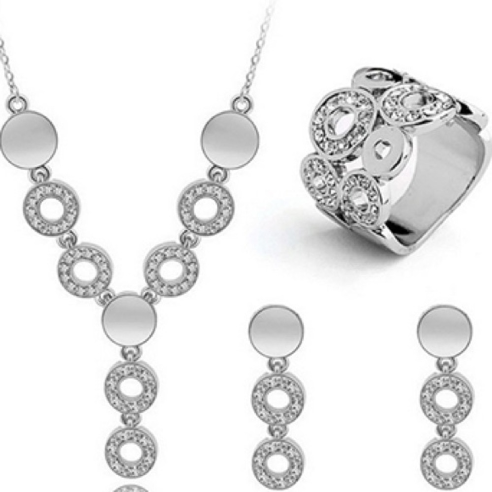 ✨Just In✨ Silver Jewelry Rhinestone  3pcs Sets